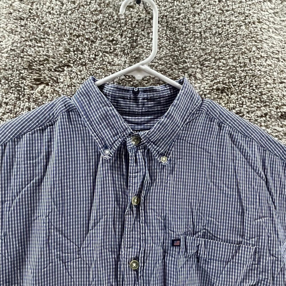 Vintage Ralph Lauren Shirt Adult Large Blue Check Short Sleeve Jeans Co Cotton - Picture 2 of 12